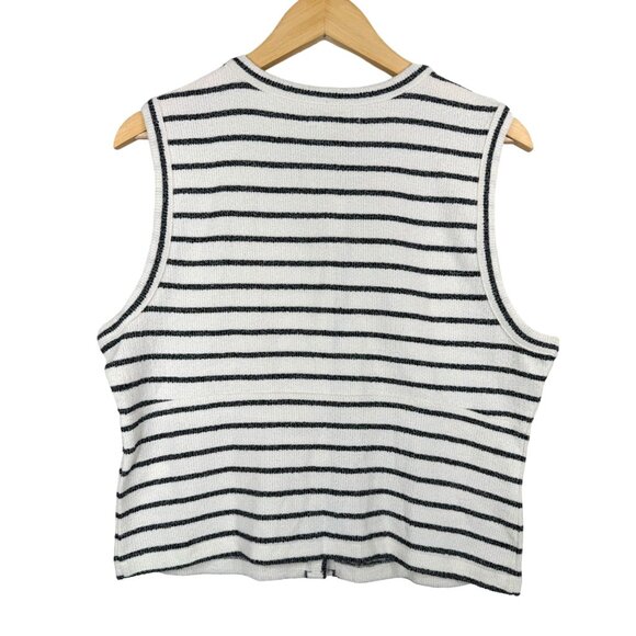 Madewell Split-Crewneck Cardigan Tank Button-Front Striped Lighthouse Size XL - Picture 4 of 6